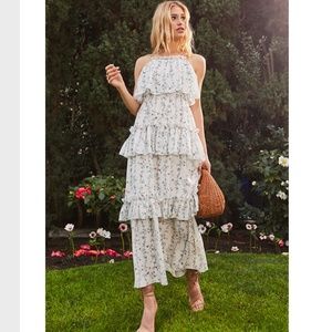 NWT White Summer Dress with Flowers Size Large to XL